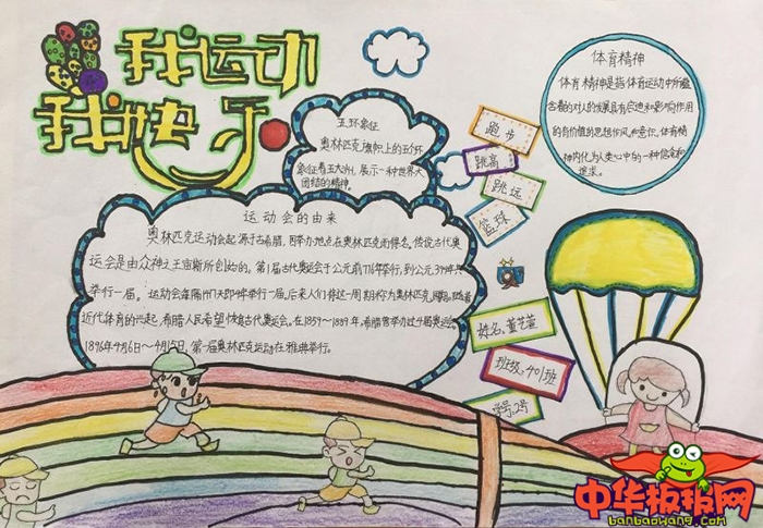 体育手抄报简单又好画，我运动我快乐