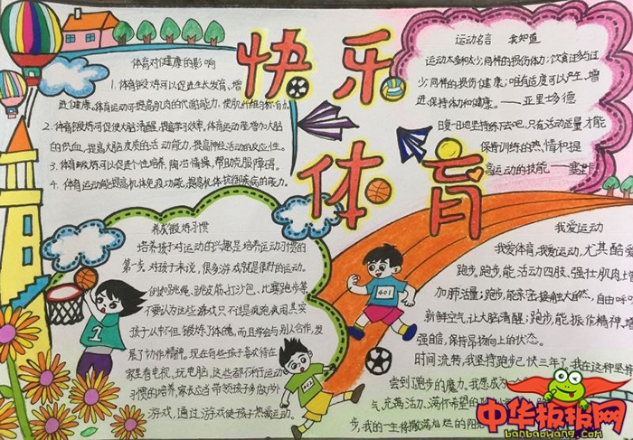 体育手抄报简单又好画，我运动我快乐