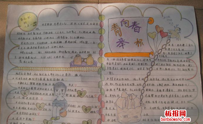 关于向青春举杯手抄报