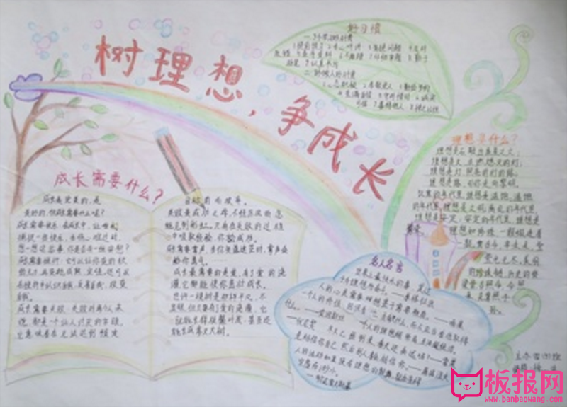 树理想手抄报，人生的路漫长而多彩