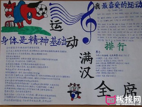 关于阳光体育的手抄报，运动满汉全席