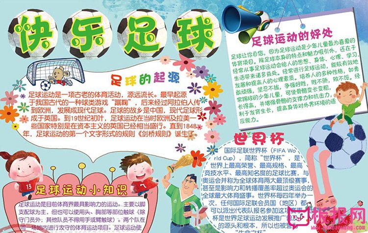 关于体育运动的手抄报，快乐足球