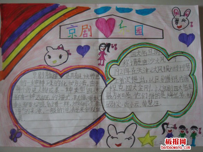我爱京剧，京剧脸谱手抄报