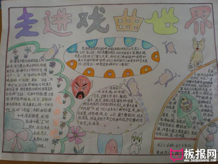 中国戏曲手抄报，走进戏曲世界