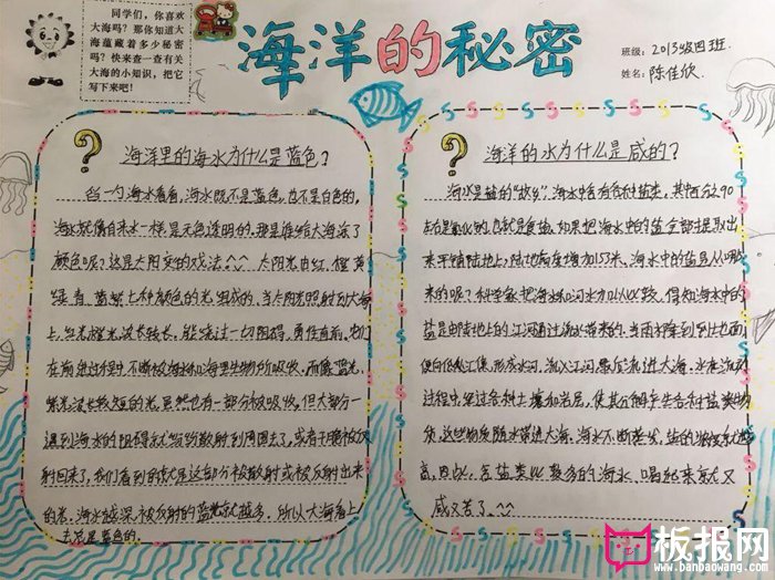 生物手抄报，关于海洋的疑问