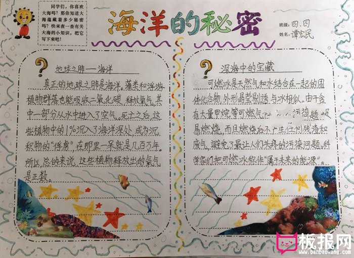 生物手抄报，深海的宝藏