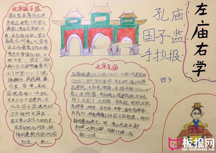 历史手抄报图片，孔庙国子监