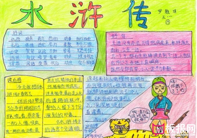四大名著手抄报，水浒传手抄报