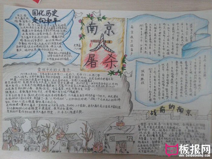 12.13南京大屠杀手抄报图片，固化历史走向和平