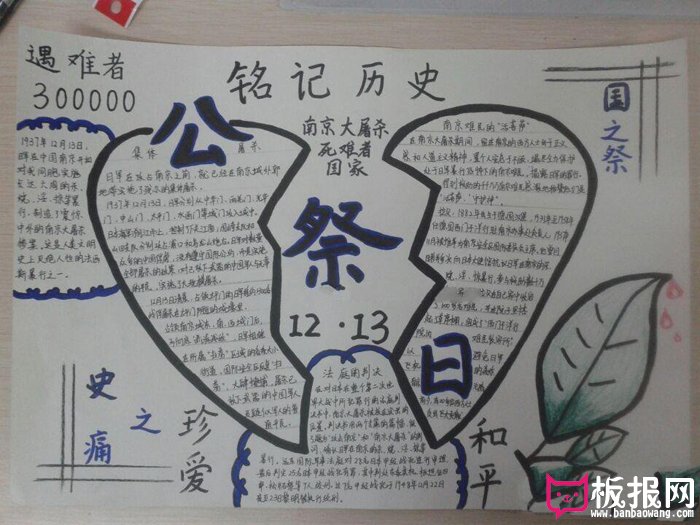 南京大屠杀手抄报图片，铭记历史