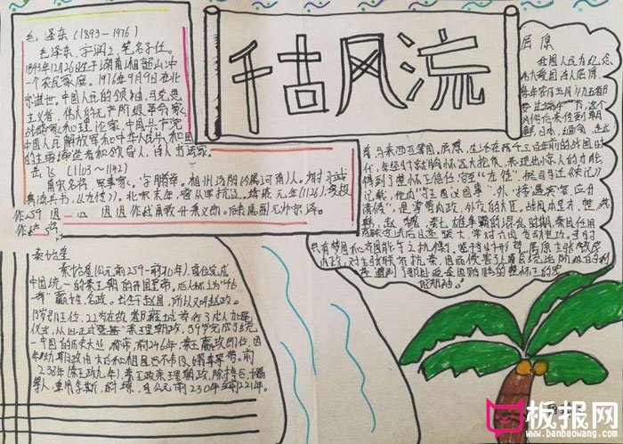 简单的初一历史手抄报，话说千古风流人物