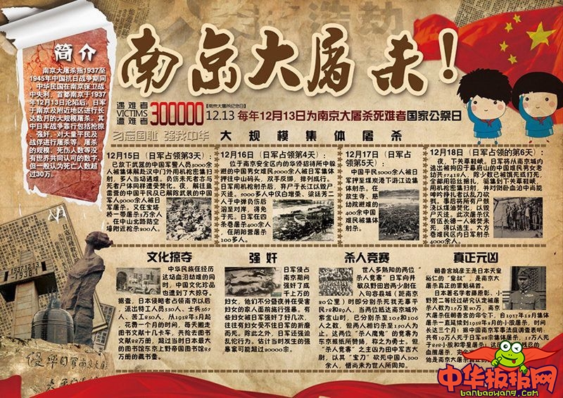 纪念南京大屠杀手抄报，勿忘国耻强我中华