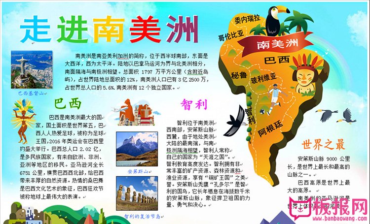 地理手抄报图片，走进南美洲