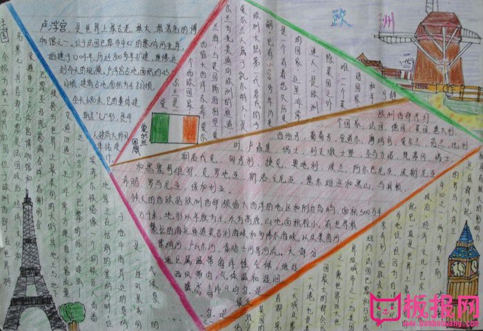 好看的世界地理手抄报图片，走遍欧洲