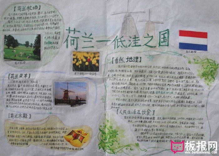 世界地理手抄报图片，荷兰低洼之国