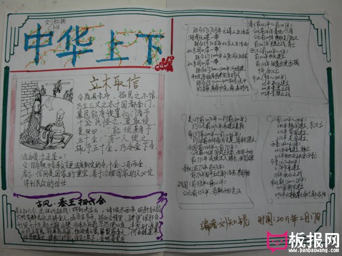 历史故事手抄报，中华上下五千年