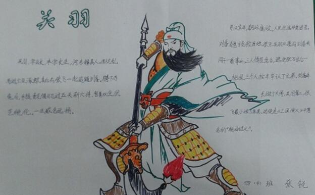 三国演义手抄报，关羽手