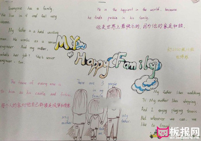 小学生英语手抄报图片，我爱我家