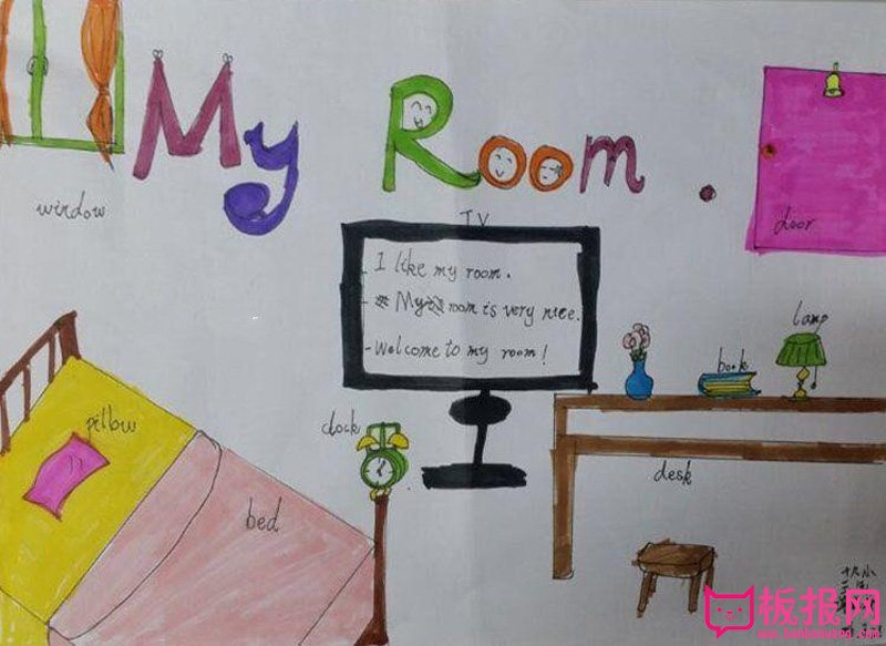 英语手抄报图片简单又漂亮，My room
