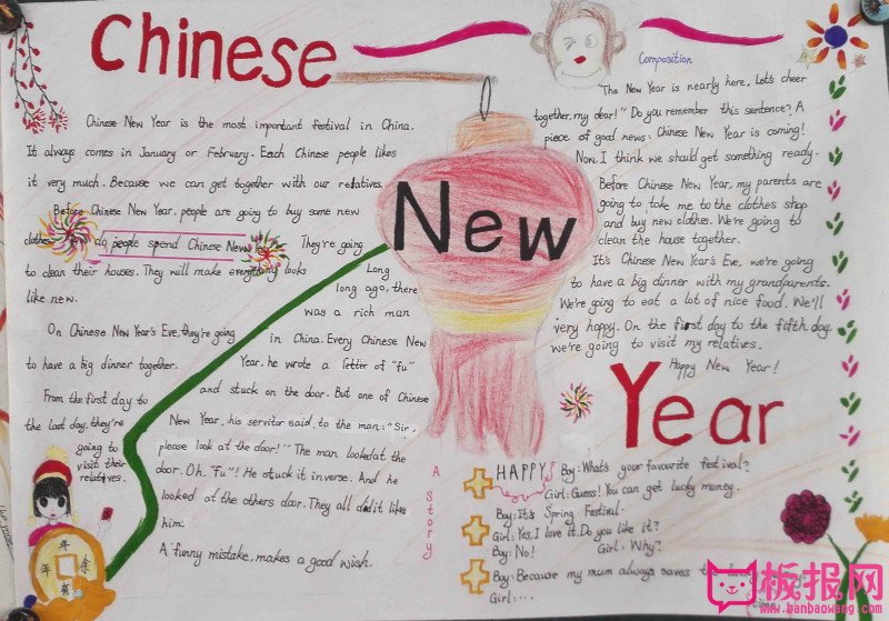 四年级英语手抄报，中国新年