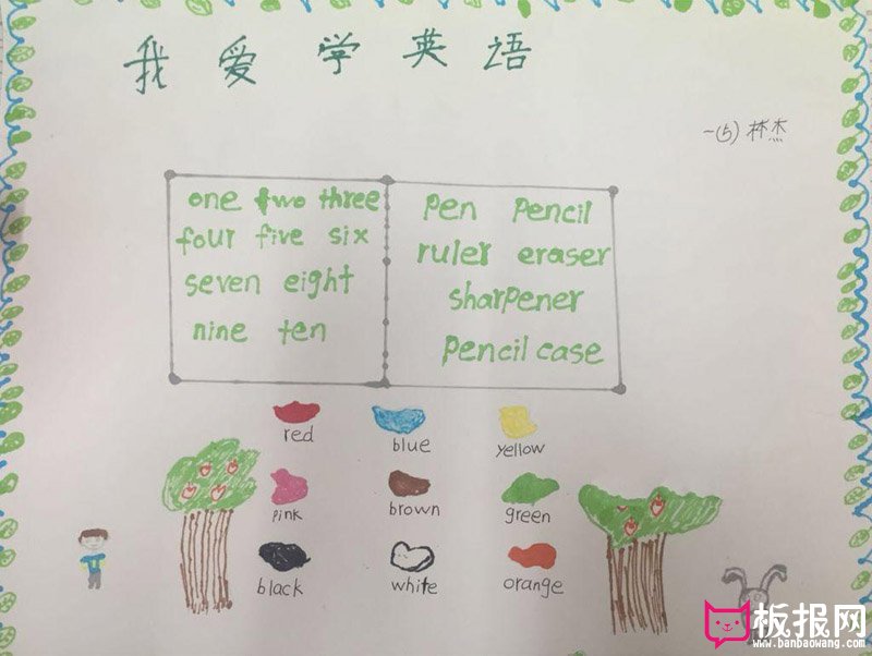 小学英语手抄报图片，我爱学英语