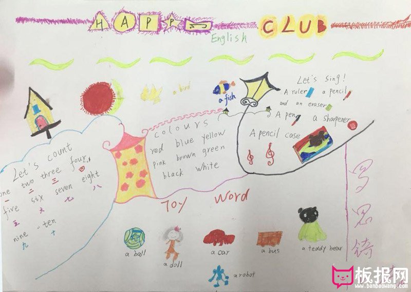 小学英语手抄报图片，开心俱乐部