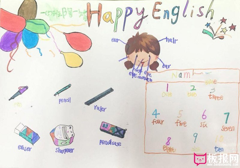 小学生英语手抄报，快乐学英语