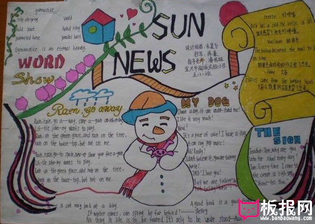 小雪人英语手抄报