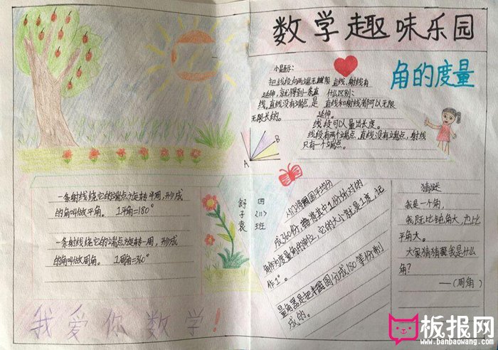 四年级数学手抄报图片，角的度量