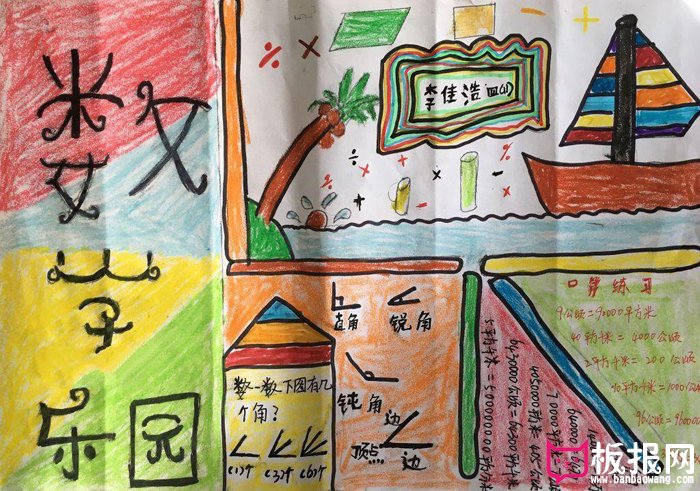 四年级数学手抄报图片大全，数学乐园之角