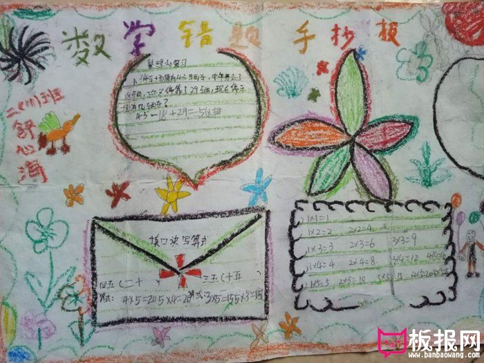 二年级数学手抄报图片，作业中的错题