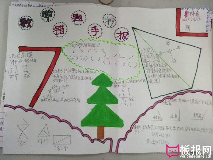 简单的二年级数学手抄报，数学园地