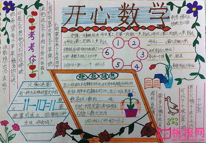 初中数学，开心数学手抄报