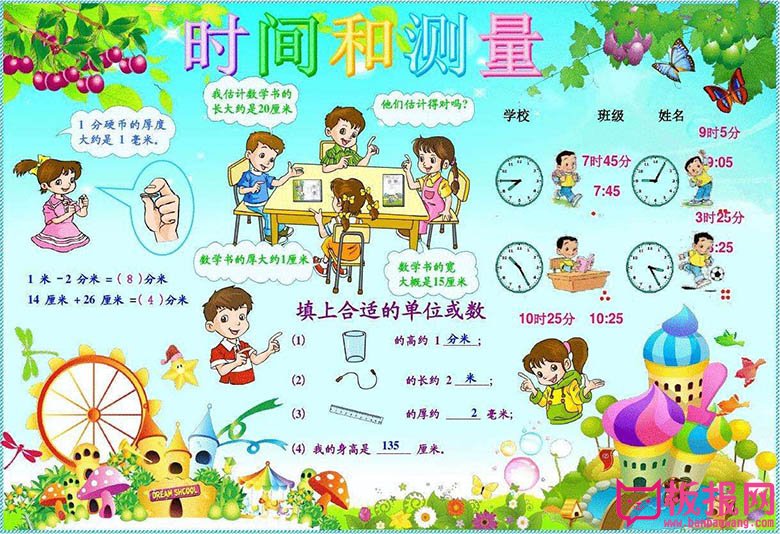 数学手抄报，时间和测量