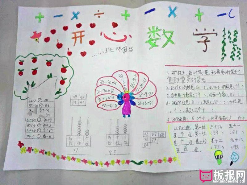 小学生数学手抄报，开心数学