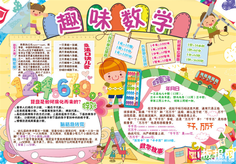 数学手抄报，趣味手抄报