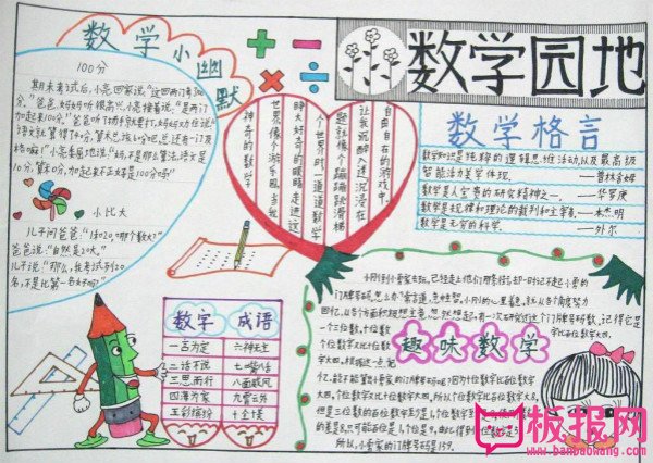 三年级数学手抄报图片，数学园地