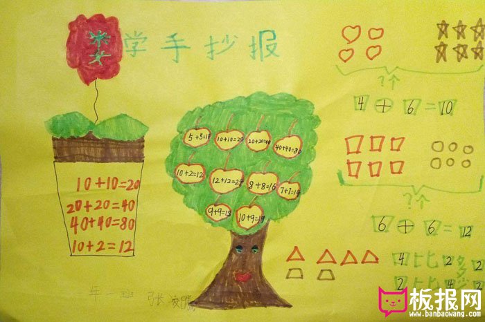 一年级数学手抄报，有趣的数学