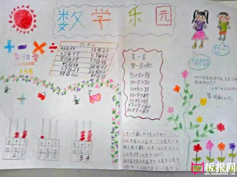 小学生数学手抄报，快乐数学乐园
