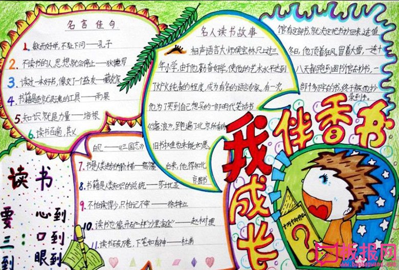 语文手抄报内容，书香伴我成长