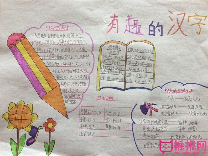 小学语文手抄报图片，有趣的汉字