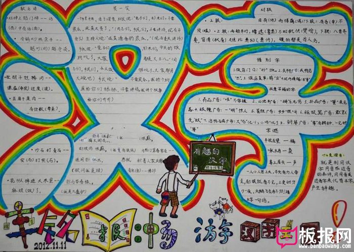 遨游汉字王国手抄报图片，汉字