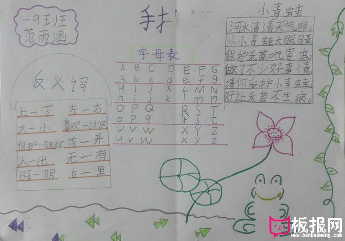 小学生语文手抄报，语文第一单元总结
