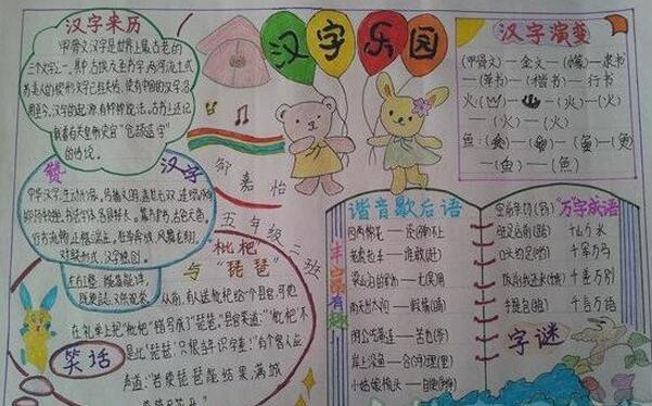 语文手抄报之汉字乐园，简单易画的手抄报