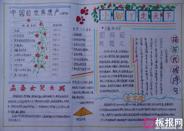 语文手抄报，小脚丫走天下