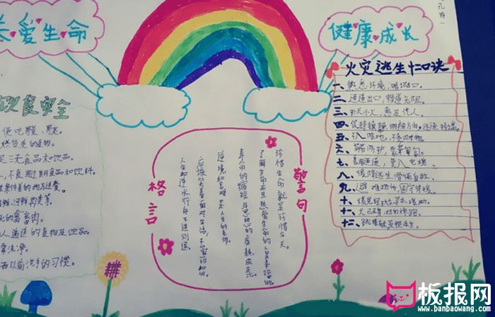 手抄报阳光下成长，关爱生命健康成长
