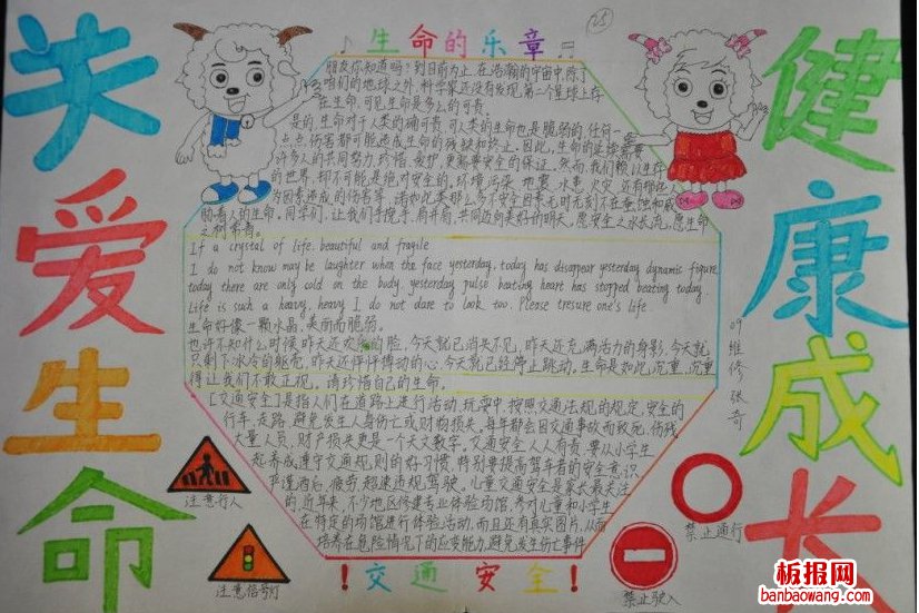 关爱生命健康成长手抄报图