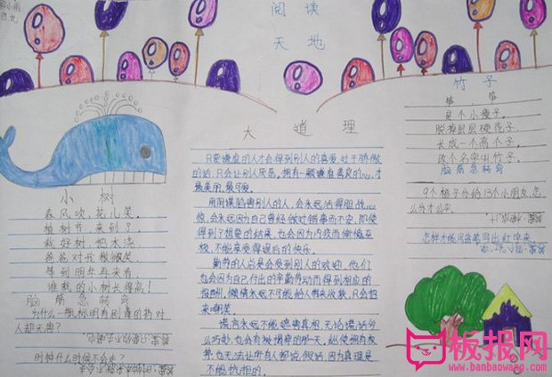 阳光成长手抄报，书香天地