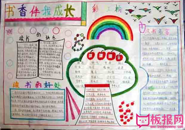 阳光成长手抄报图片，书香伴我成长