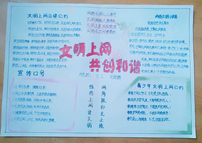 绿色上网教育手抄报，文明上网共